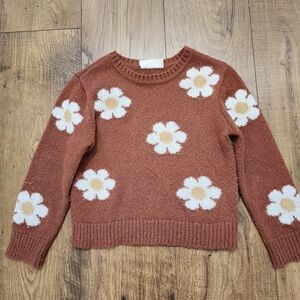 Floral Patterned Brown Sweater